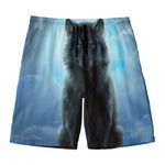 Moonlight Wolf Print Men's Swim Trunks