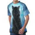 Moonlight Wolf Print Men's Velvet T-Shirt