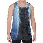 Moonlight Wolf Print Men's Velvet Tank Top