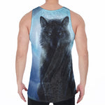 Moonlight Wolf Print Men's Velvet Tank Top
