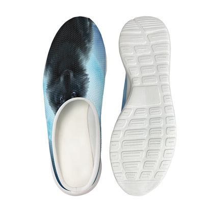 Moonlight Wolf Print Mesh Casual Shoes