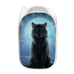 Moonlight Wolf Print Mesh Laundry Hamper
