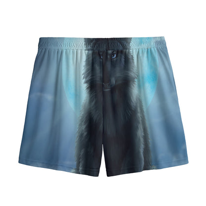 Moonlight Wolf Print Mesh Shorts