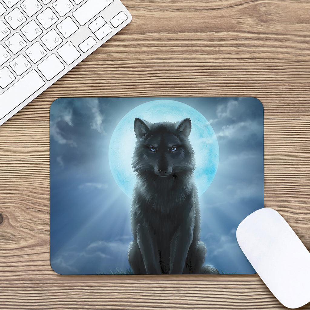Moonlight Wolf Print Mouse Pad