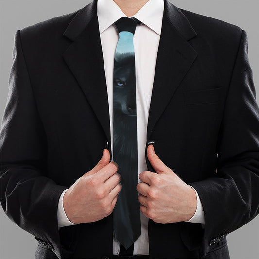 Moonlight Wolf Print Necktie