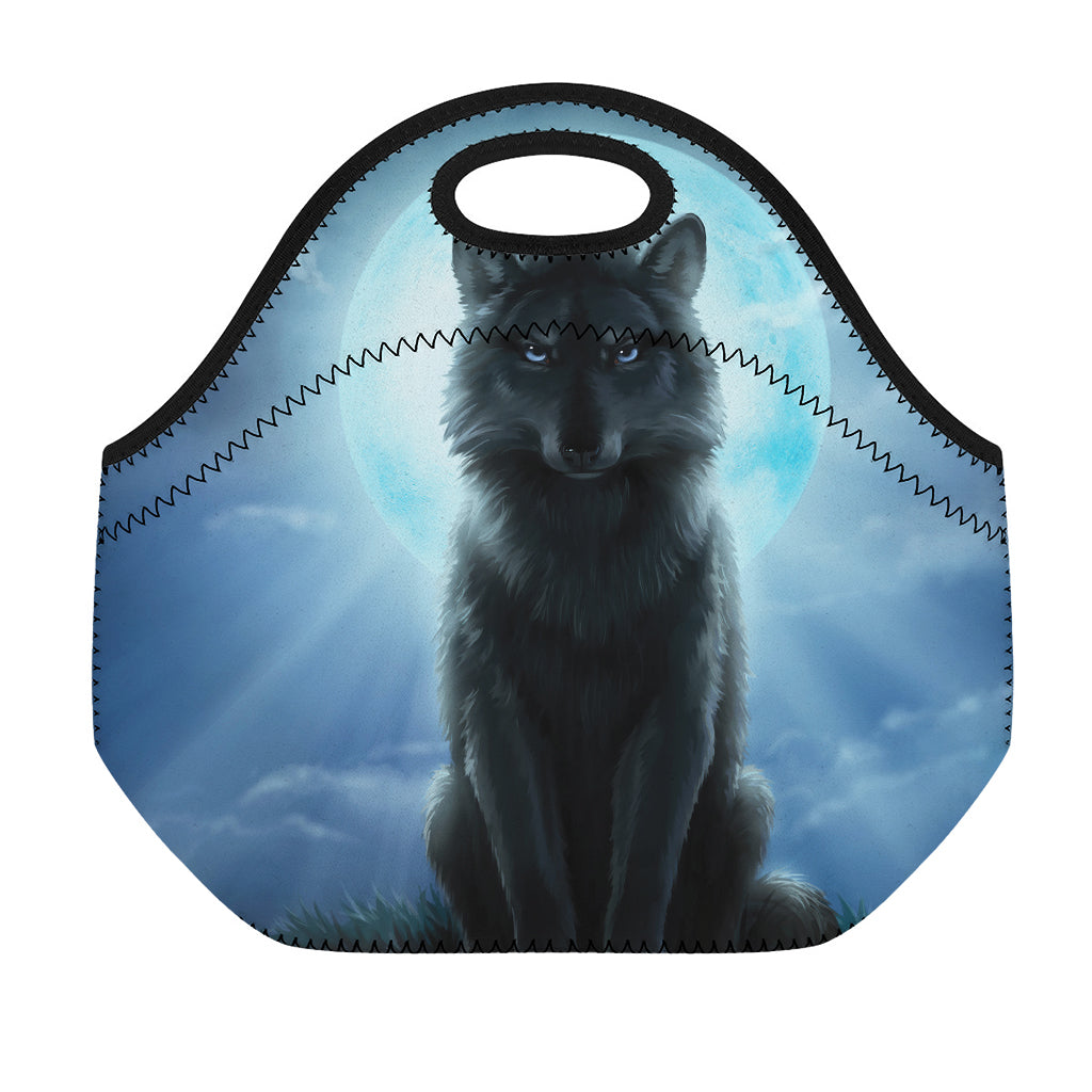 Moonlight Wolf Print Neoprene Lunch Bag