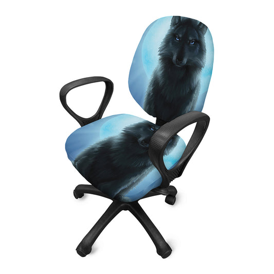 Moonlight Wolf Print Office Chair Cover