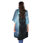 Moonlight Wolf Print Open Front Beach Cover Up