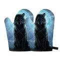 Moonlight Wolf Print Oven Mitts