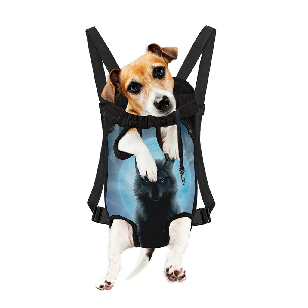 Moonlight Wolf Print Pet Carrier Backpack