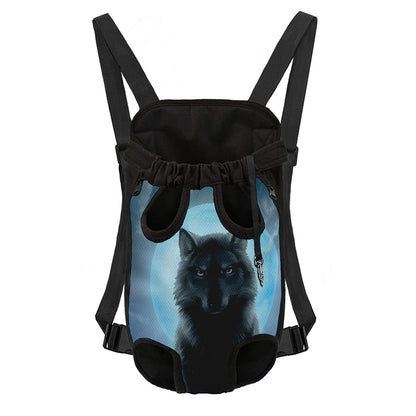 Moonlight Wolf Print Pet Carrier Backpack