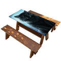 Moonlight Wolf Print Picnic Table Cover