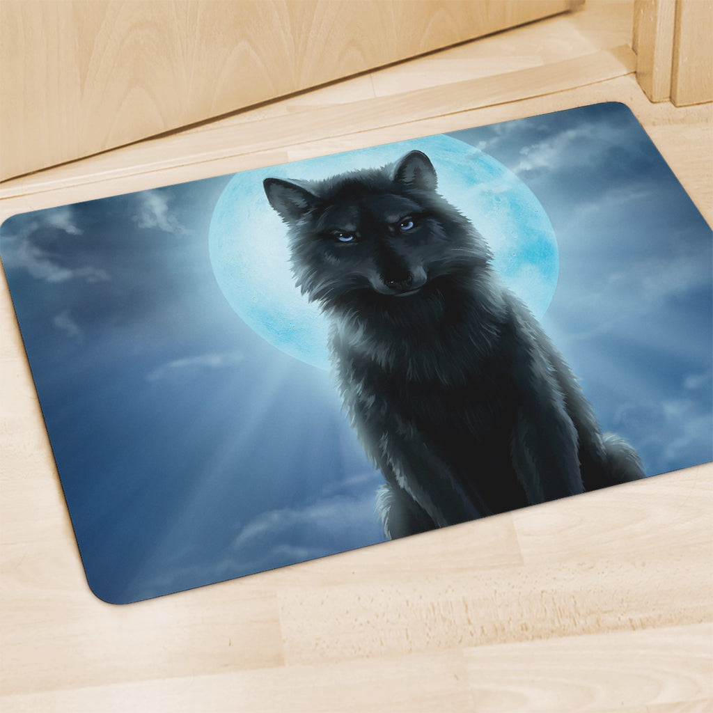 Moonlight Wolf Print Polyester Doormat
