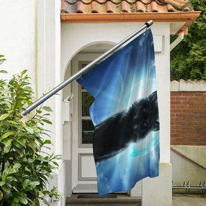 Moonlight Wolf Print Polyester Flag