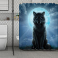 Moonlight Wolf Print Polyester Shower Curtain