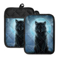 Moonlight Wolf Print Pot Holders With Pocket