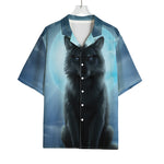 Moonlight Wolf Print Rayon Hawaiian Shirt