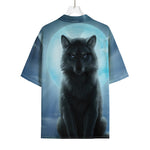 Moonlight Wolf Print Rayon Hawaiian Shirt