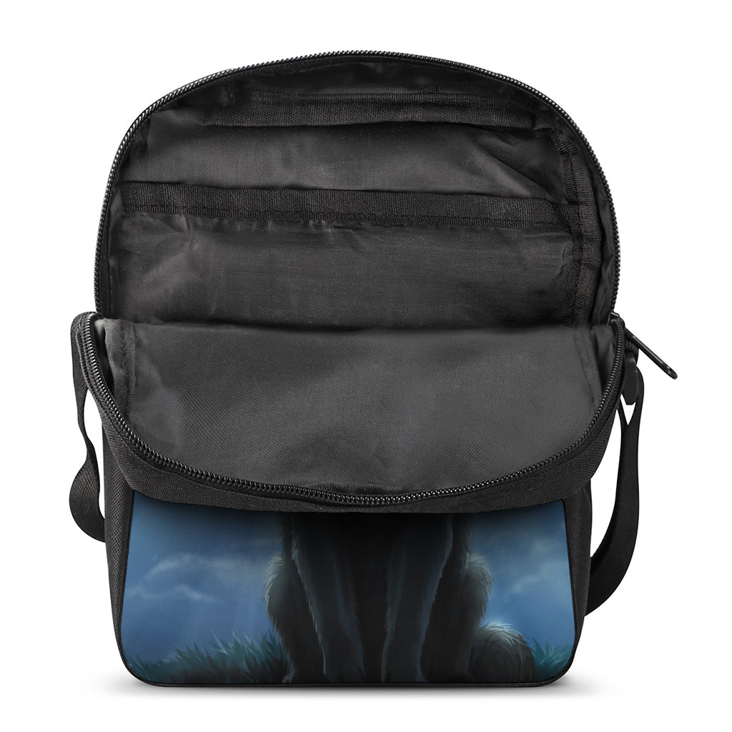 Moonlight Wolf Print Rectangular Crossbody Bag