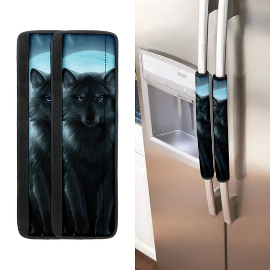 Moonlight Wolf Print Refrigerator Handle Covers