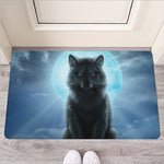 Moonlight Wolf Print Rubber Doormat