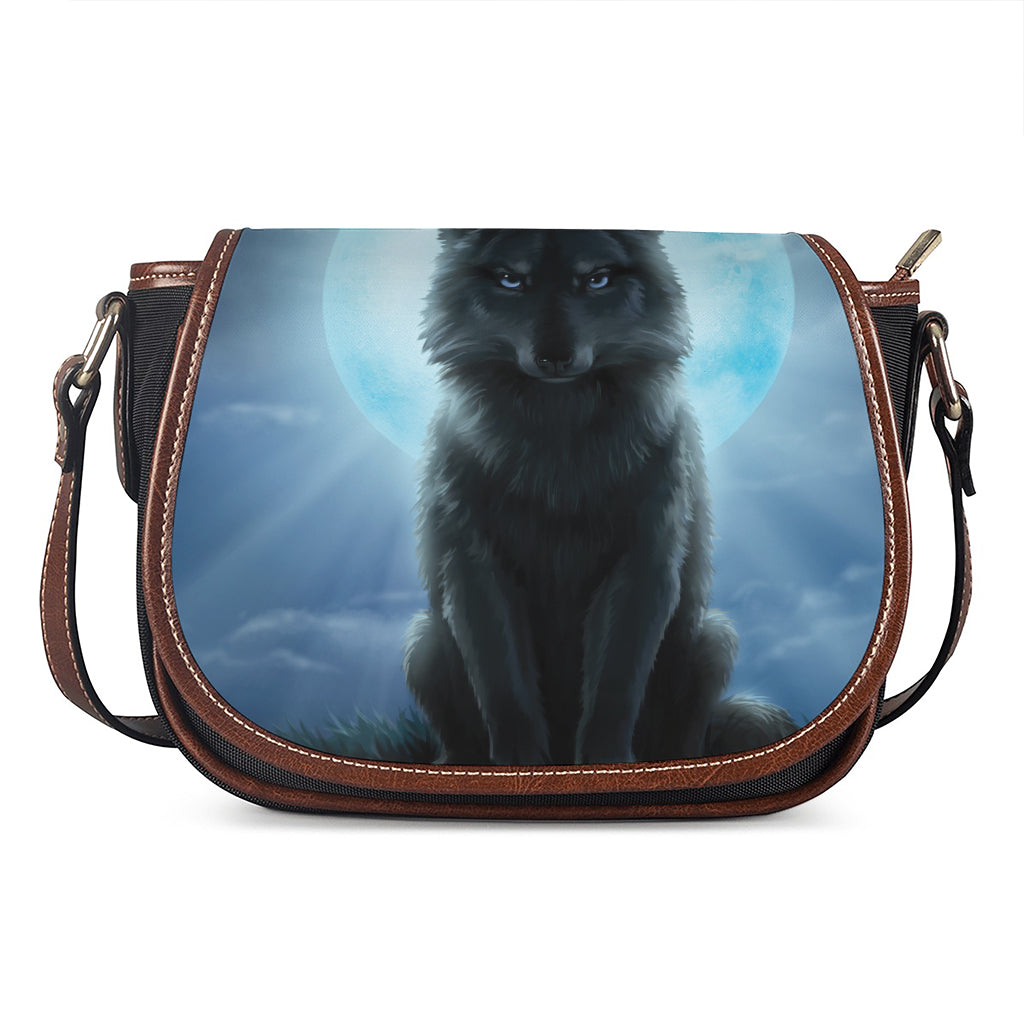 Moonlight Wolf Print Saddle Bag