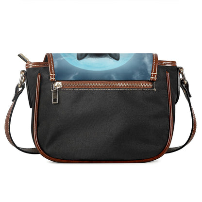 Moonlight Wolf Print Saddle Bag