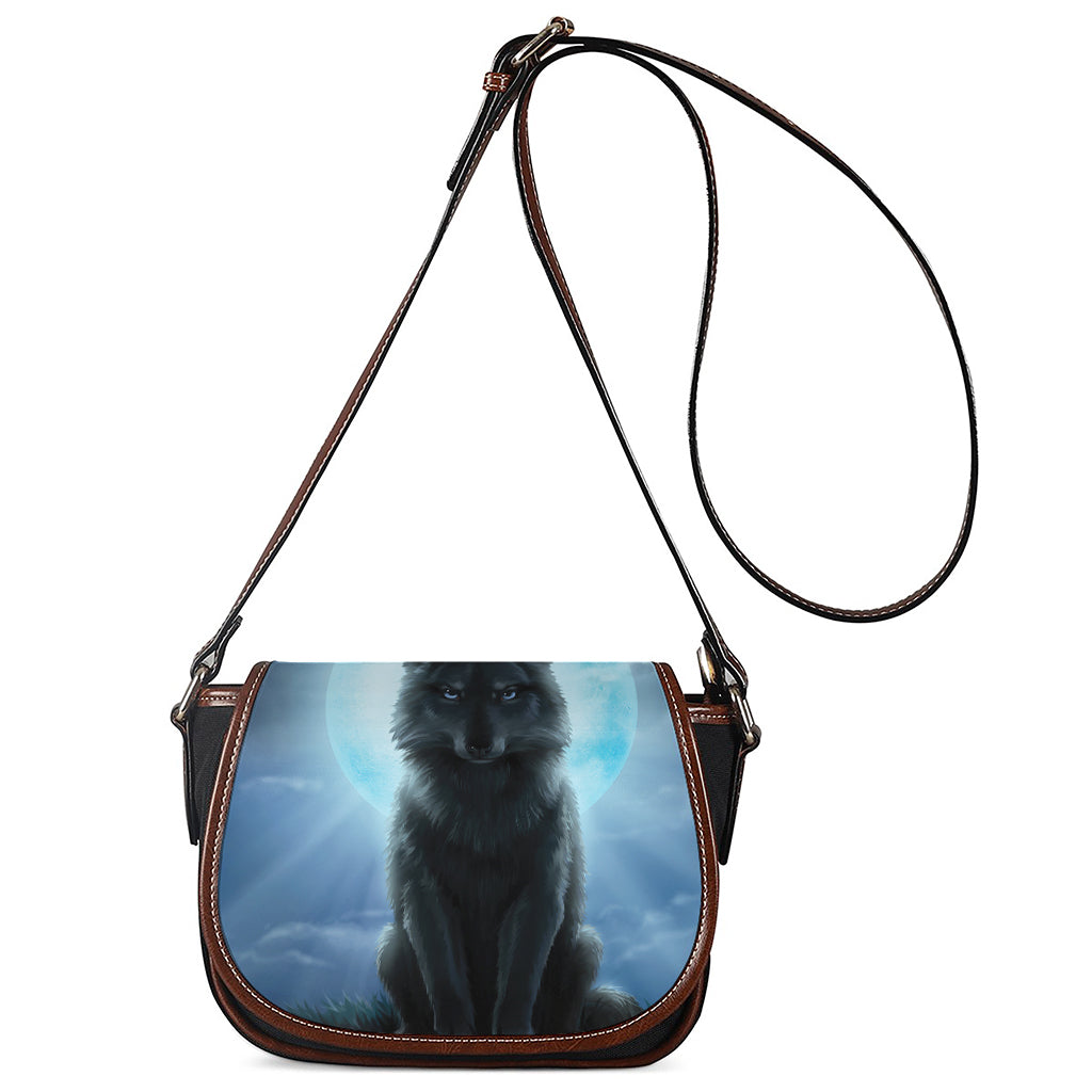 Moonlight Wolf Print Saddle Bag