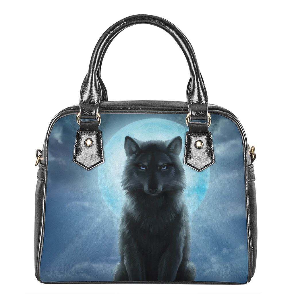 Moonlight Wolf Print Shoulder Handbag