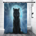 Moonlight Wolf Print Shower Curtain