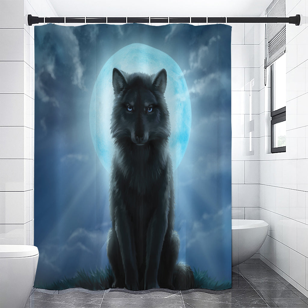 Moonlight Wolf Print Shower Curtain