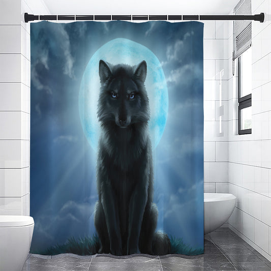 Moonlight Wolf Print Shower Curtain