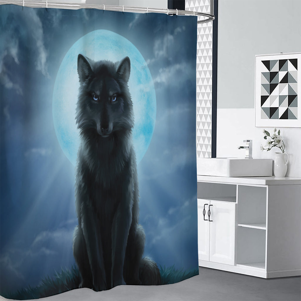 Moonlight Wolf Print Shower Curtain