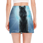 Moonlight Wolf Print Side Slit Mini Skirt