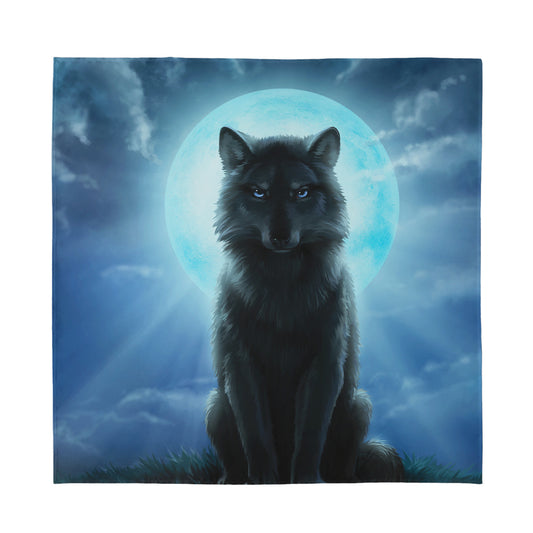 Moonlight Wolf Print Silk Bandana