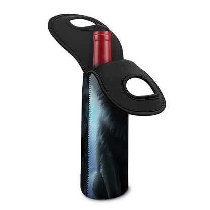 Moonlight Wolf Print Single Neoprene Wine Tote