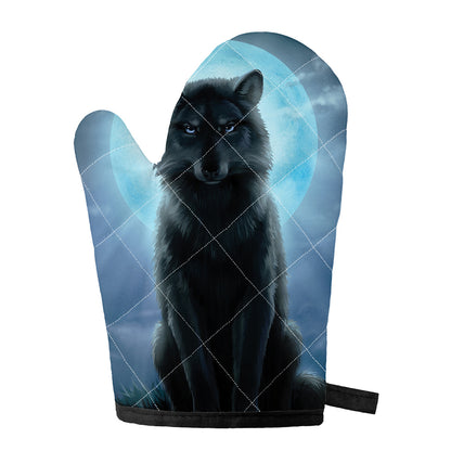 Moonlight Wolf Print Single Oven Mitt