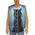 Moonlight Wolf Print Sleeveless Baseball Jersey