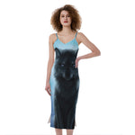 Moonlight Wolf Print Slim Fit Midi Cami Dress
