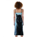 Moonlight Wolf Print Slim Fit Midi Cami Dress