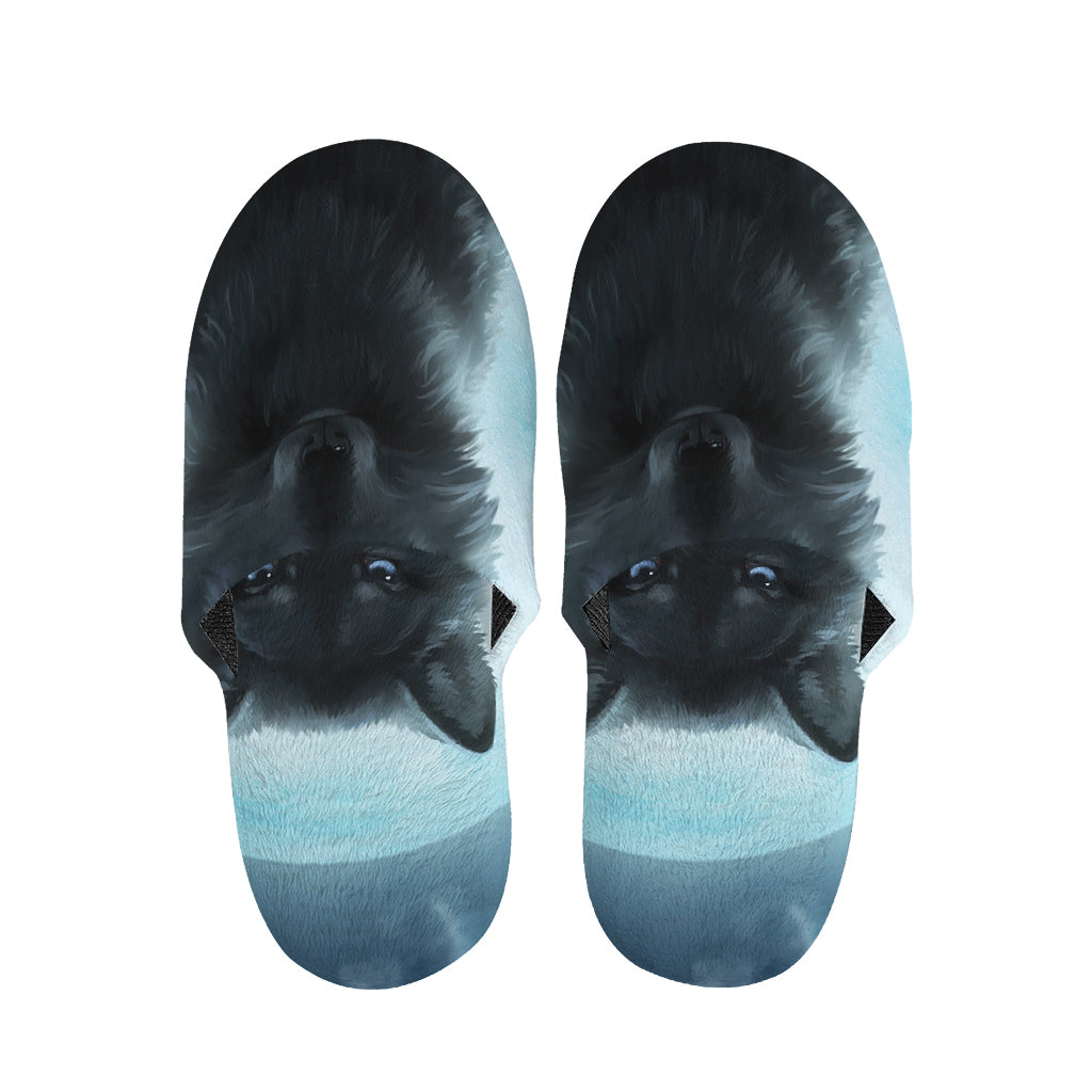 Moonlight Wolf Print Slippers