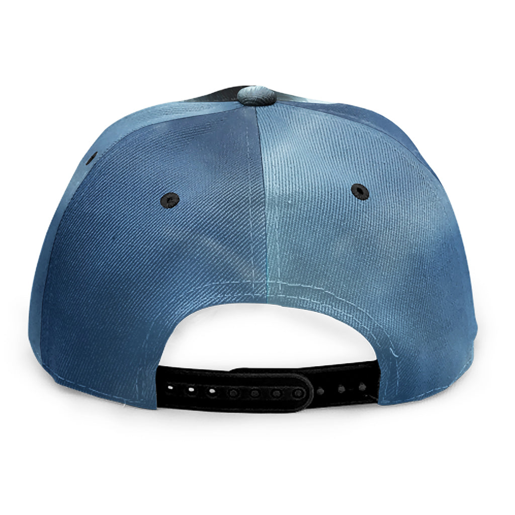 Moonlight Wolf Print Snapback Cap