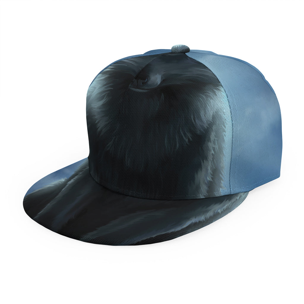 Moonlight Wolf Print Snapback Cap