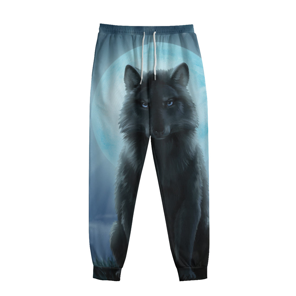 Moonlight Wolf Print Sweatpants