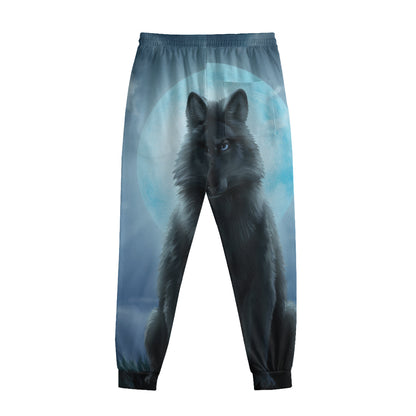 Moonlight Wolf Print Sweatpants
