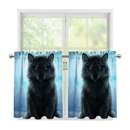 Moonlight Wolf Print Tier Curtains