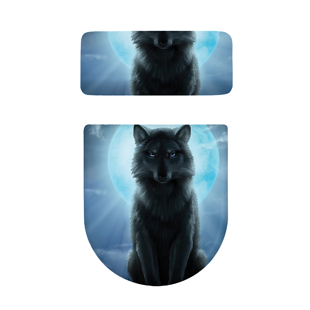 Moonlight Wolf Print Toilet Lid And Tank Cover Set