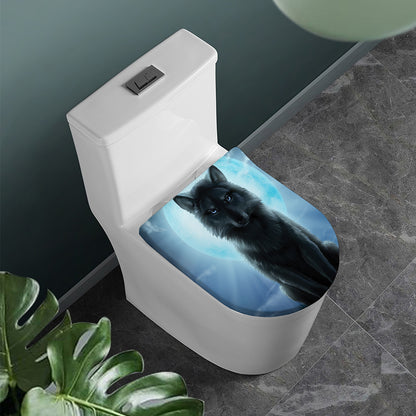 Moonlight Wolf Print Toilet Lid Cover