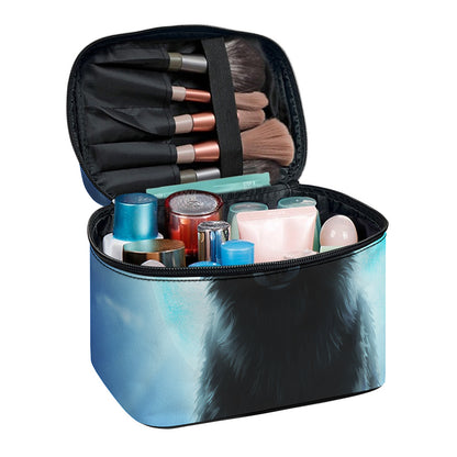 Moonlight Wolf Print Travel Makeup Bag