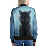 Moonlight Wolf Print Women's Bomber Jacket
